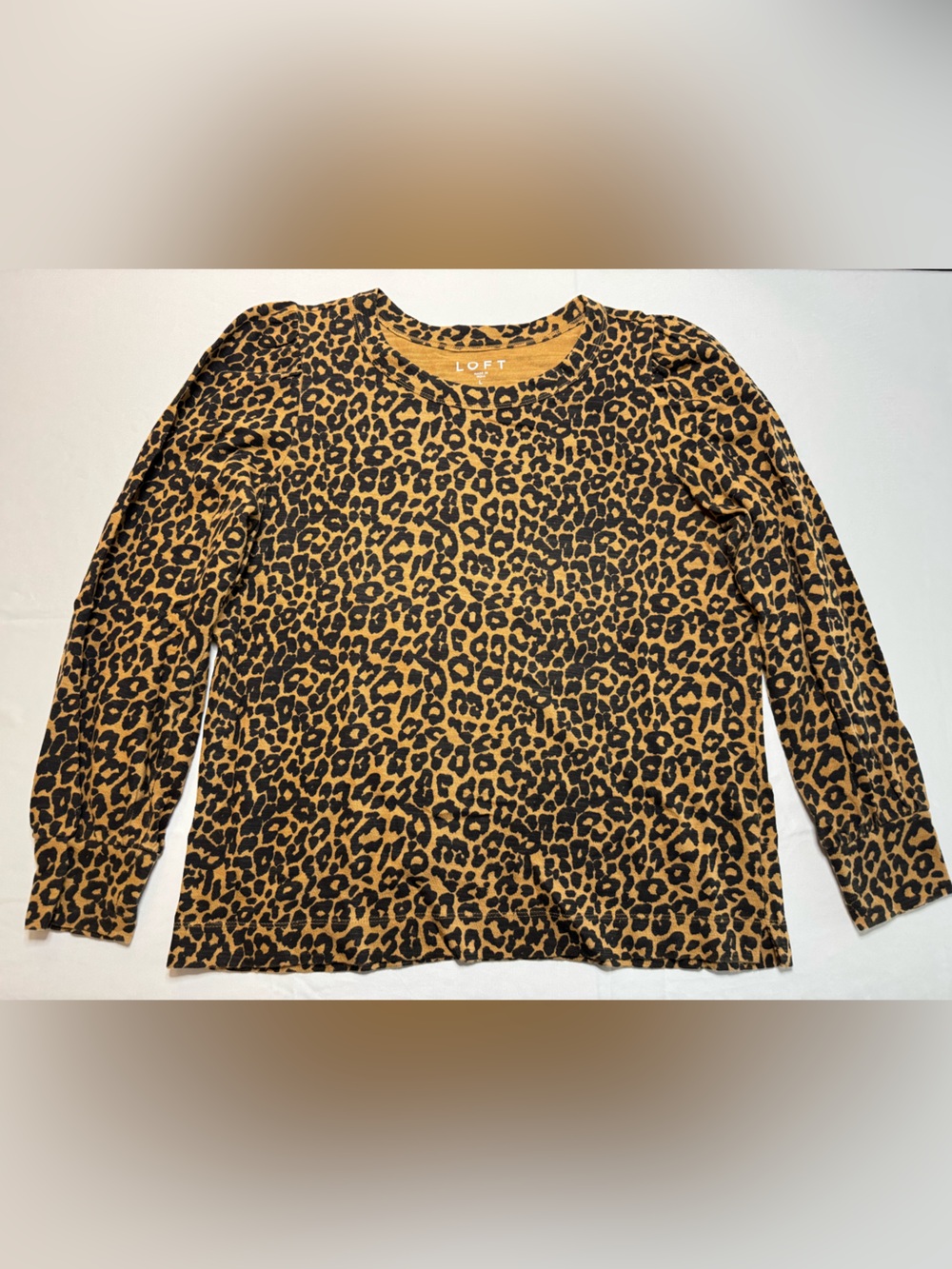 LOFT Leopard Print Long Sleeve Top - Brown & Black